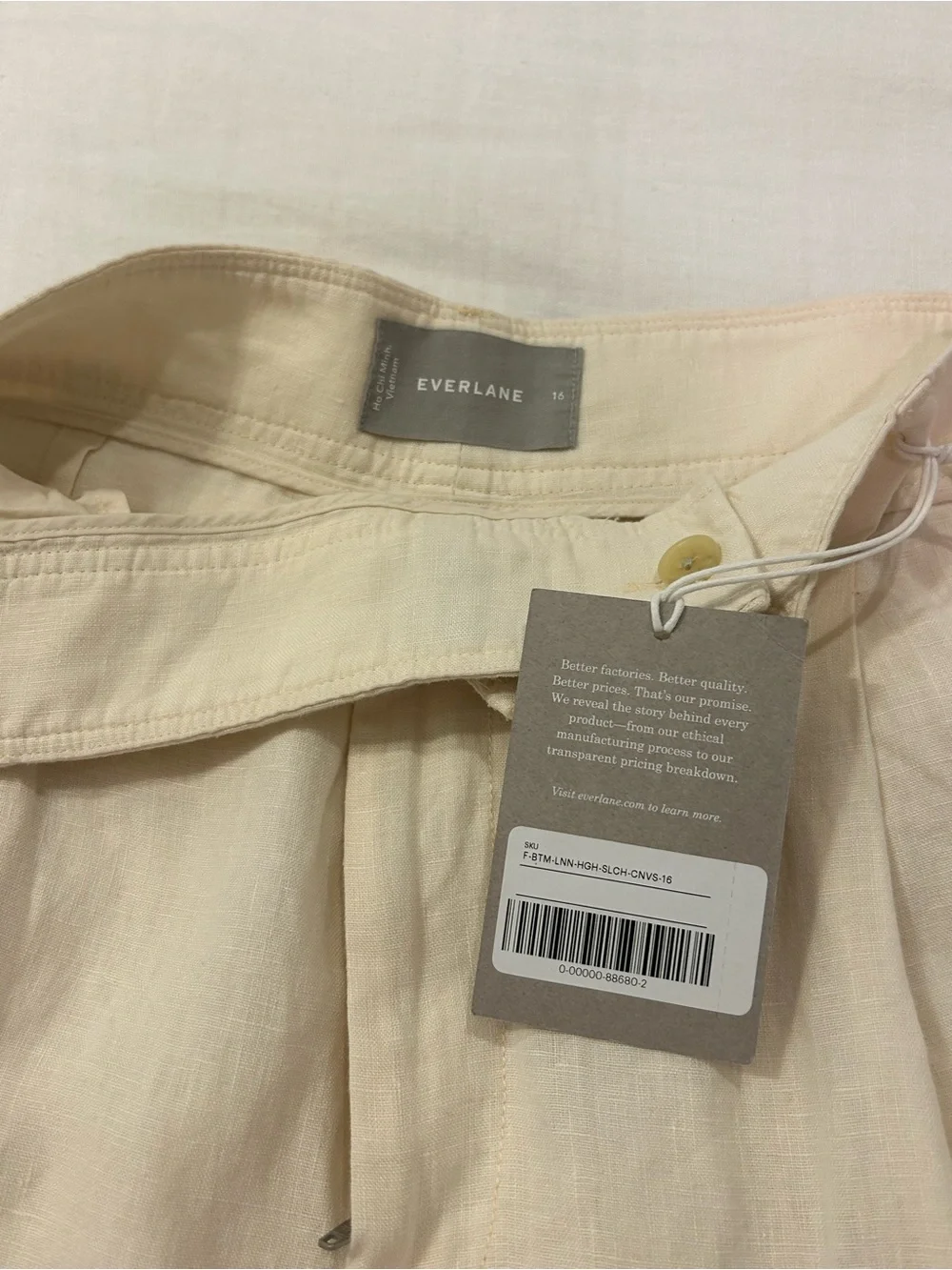 Everlane Way High drape Cream Linen-Blend Wide Leg Trousers